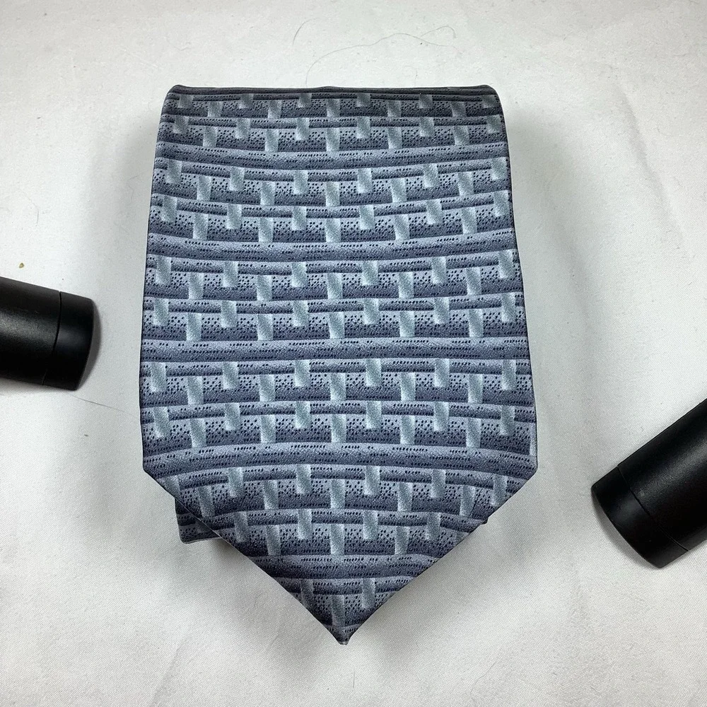 Claiborne Silk Necktie Blue Geometric Mens Wear